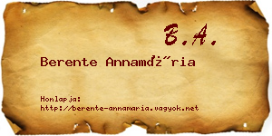 Berente Annamária névjegykártya